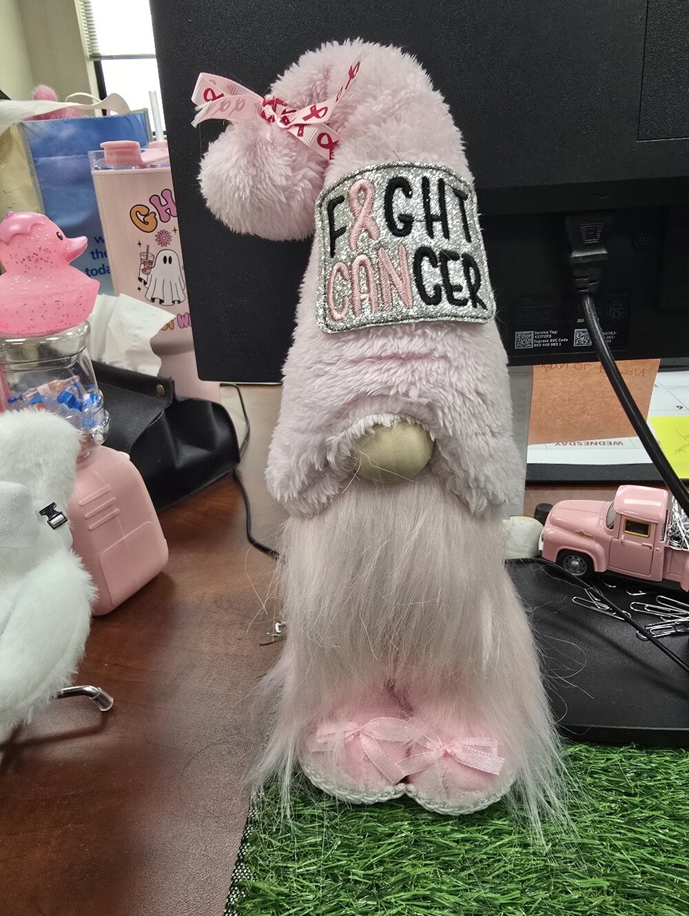 Pink 'Fight Cancer' Plush Gnome